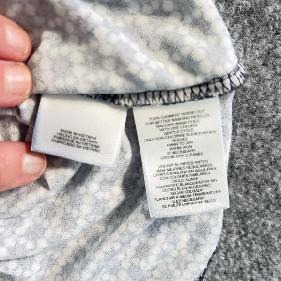 Jones New York Collection Blue White Houndstooth Viscose Stretch Tee Top M - Picture 4 of 10